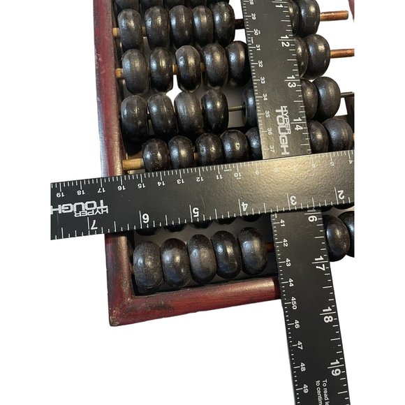 Chinese Large Rods 15 Row 105 Black Wood Beads Vintage Calculator Slide - Picture 7 of 12